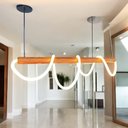 Ver imagem 4 de Lustre Cordas Pendente Rustico com Led Madeira Peroba Rosa