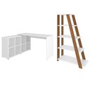 Ver imagem 1 de Mesa Escrivaninha em L Eron e Estante Livreiro Stela A06 Branco-freijó - Mpozenato