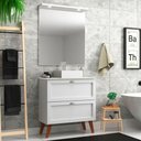 Ver imagem 1 de Gabinete para Banheiro com Tampo Cuba e Espelheira Organica 80cm Retro Mdf Branco Milano - On Mó