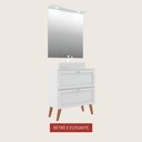 Ver imagem 4 de Gabinete para Banheiro com Tampo Cuba e Espelheira Organica 80cm Retro Mdf Branco Milano - On Mó