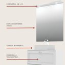 Ver imagem 5 de Gabinete para Banheiro com Tampo Cuba e Espelheira Organica 80cm Retro Mdf Branco Milano - On Mó