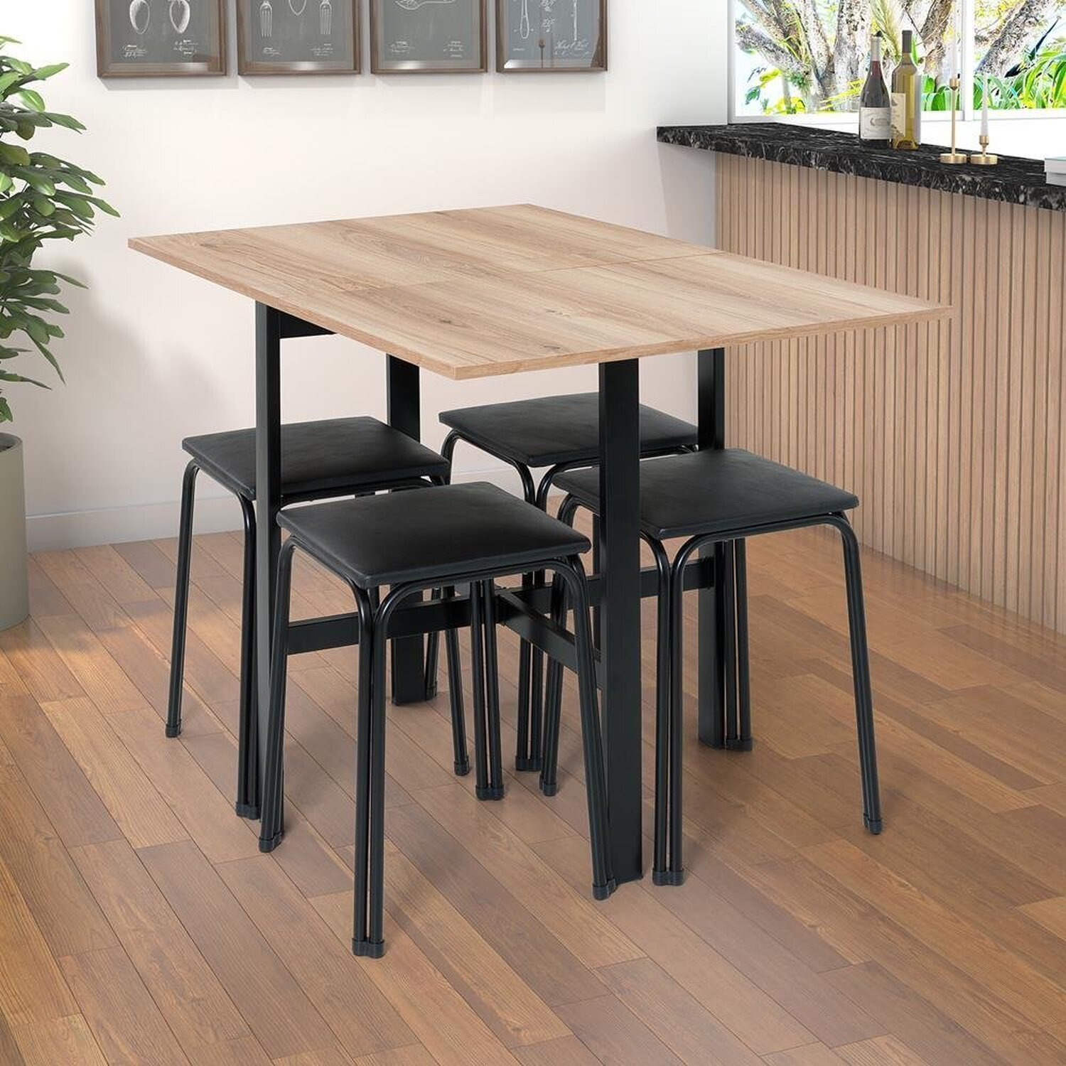 Conjunto de Mesa Dobrável Izi com 4 Banquetas Bia - 6