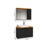 Conjunto para Banheiro Gabinete Suspenso com Cuba e Espelheira Madri Preto com Nature - Rede Móveis - 3