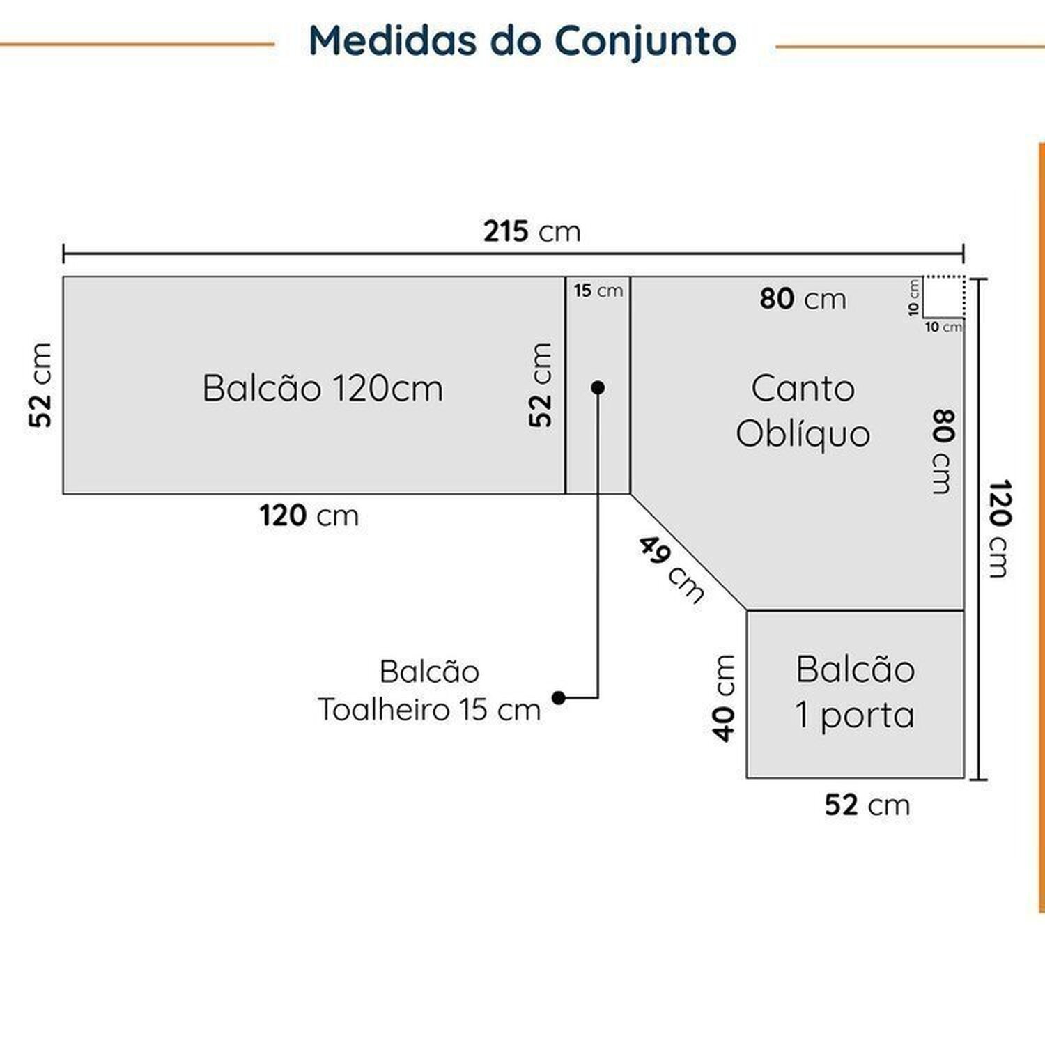 Cozinha Modulada 8 Peças com Tampo com Rodapé 4 Aéreos e 4 Balcões Ipanema CabeCasa MadeiraMadeira - 2