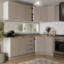 Ver imagem 1 de Cozinha Planejada 8 Peças com Tampo com Rodapé 4 Aéreos e 4 Balcões Ipanema CabeCasa MadeiraOriginals Marrom/Fendi Trama