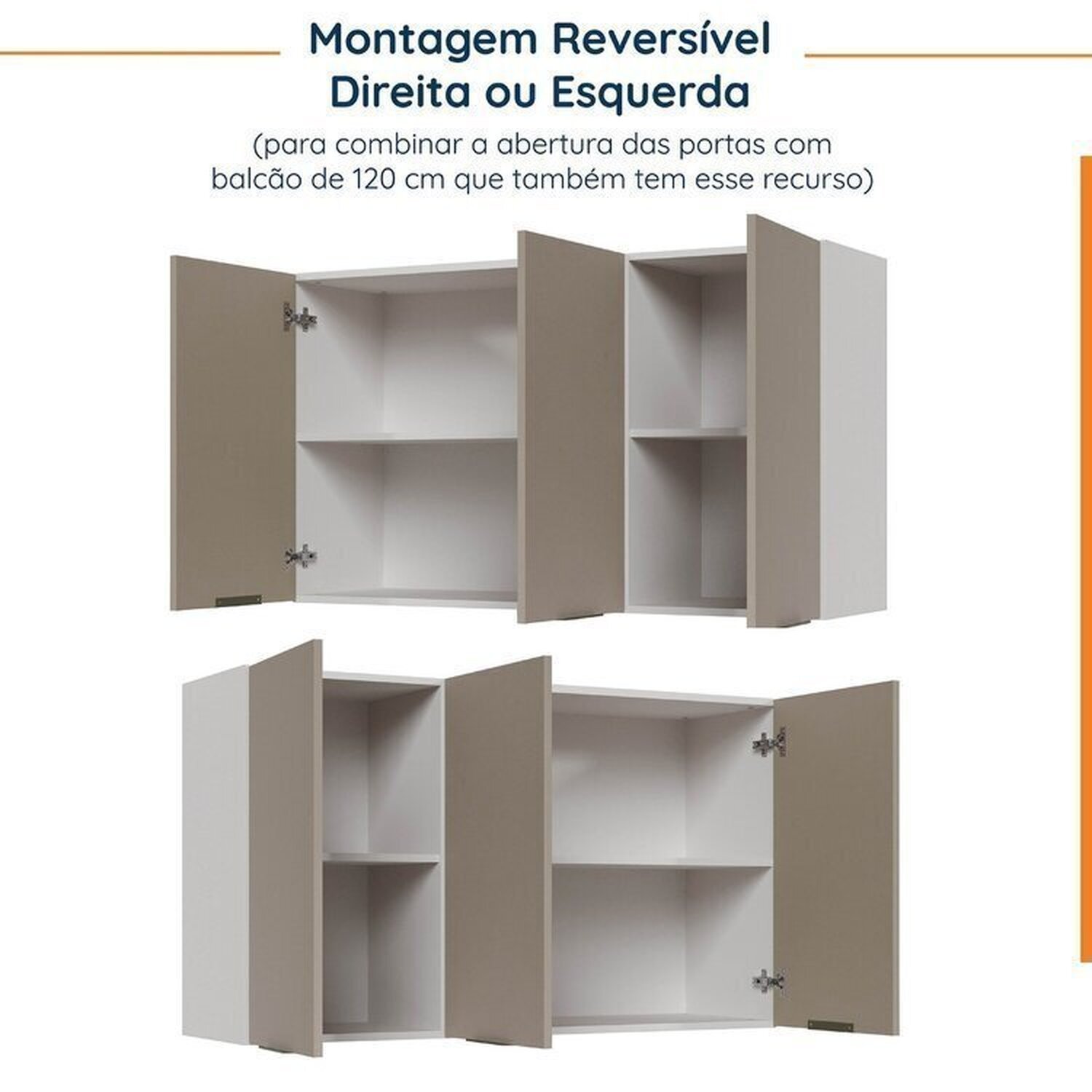 Cozinha Modulada 8 Peças com Tampo com Rodapé 4 Aéreos e 4 Balcões Ipanema CabeCasa MadeiraMadeira - 11