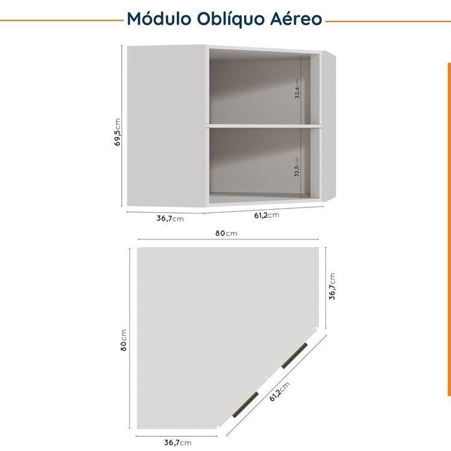 Cozinha Modulada 8 Peças com Tampo com Rodapé 4 Aéreos e 4 Balcões Ipanema CabeCasa MadeiraMadeira - 13