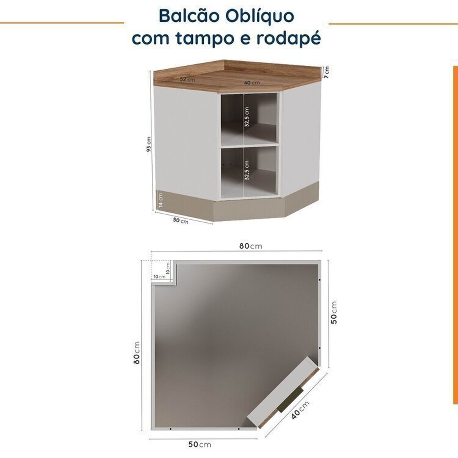 Cozinha Modulada 8 Peças com Tampo com Rodapé 4 Aéreos e 4 Balcões Ipanema CabeCasa MadeiraMadeira - 18