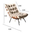 Ver imagem 3 de Poltrona Base Fixa para Sala de Estar Costela Bege Claro