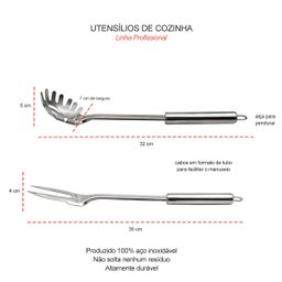 Garfo Trinchante e Pegador Utensilio Cozinha Profissional Inox - 2