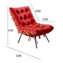 Ver imagem 3 de Poltrona Base Fixa para Sala de Estar Costela Vermelho