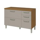 Ver imagem 1 de Módulo Cozinha Nesher Princesa Balcão C/ Tampo C/ 2 Portas e 3 Gavetas 120cm Freijo/off White-