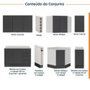 Ver imagem 3 de Cozinha Modulada 8 Peças com Tampo com Rodapé 4 Aéreos e 4 Balcões Ipanema CabeCasa MadeiraOriginals Cinza/Grafite Trama