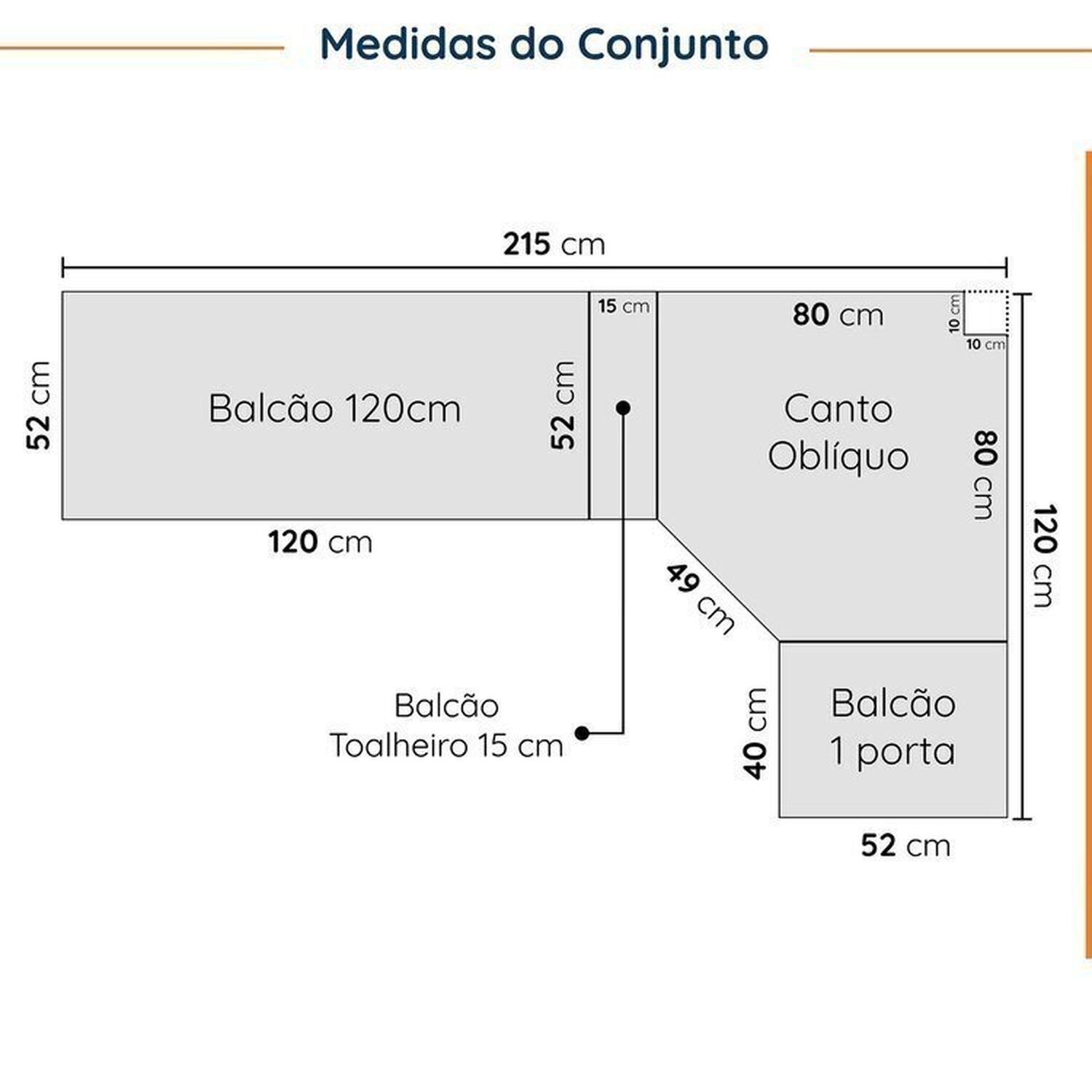 Cozinha Modulada 8 Peças com Tampo com Rodapé 4 Aéreos e 4 Balcões Ipanema CabeCasa MadeiraMadeira - 2