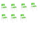 Ver imagem 1 de Kit 7 Cadeiras Infantil Iso, Escola, Base Branco- Verde Claro