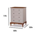 Ver imagem 2 de Cômoda de Madeira Linz 4 Gavetas 116 X 90 X 50 Cm - Cor Offwhite/imbuia Glazer