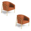 Ver imagem 2 de Poltrona Sala Industrial Alta Dourado Kit 2 Stella Sintético Pu Nozes D03 - D’Rossi