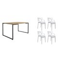 Ver imagem 1 de Conjunto Mesa de Jantar com 4 Cadeiras Allegra Espresso Móveis Branco/Natura