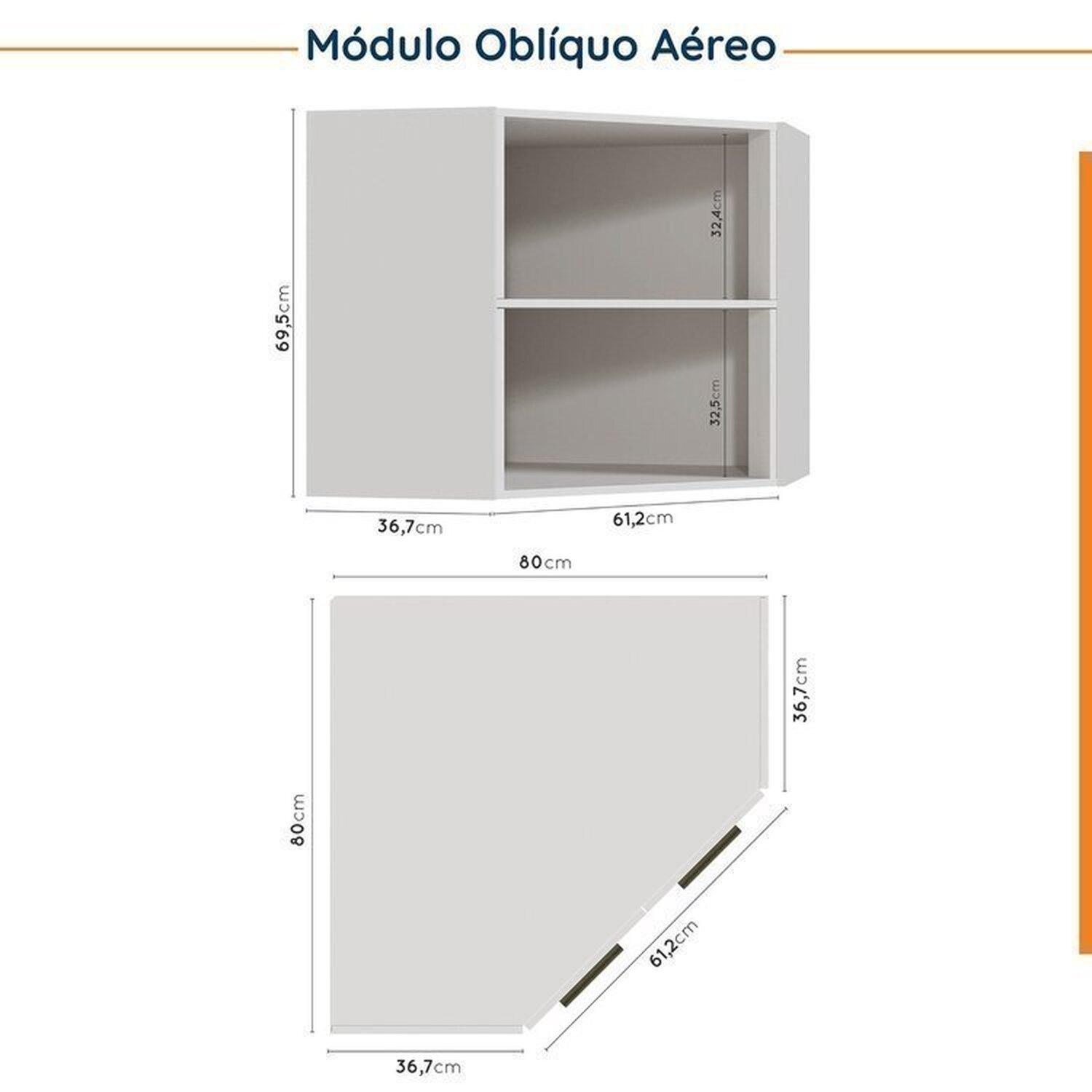 Cozinha Modulada 8 Peças com Tampo com Rodapé 4 Aéreos e 4 Balcões Ipanema CabeCasa MadeiraMadeira - 13