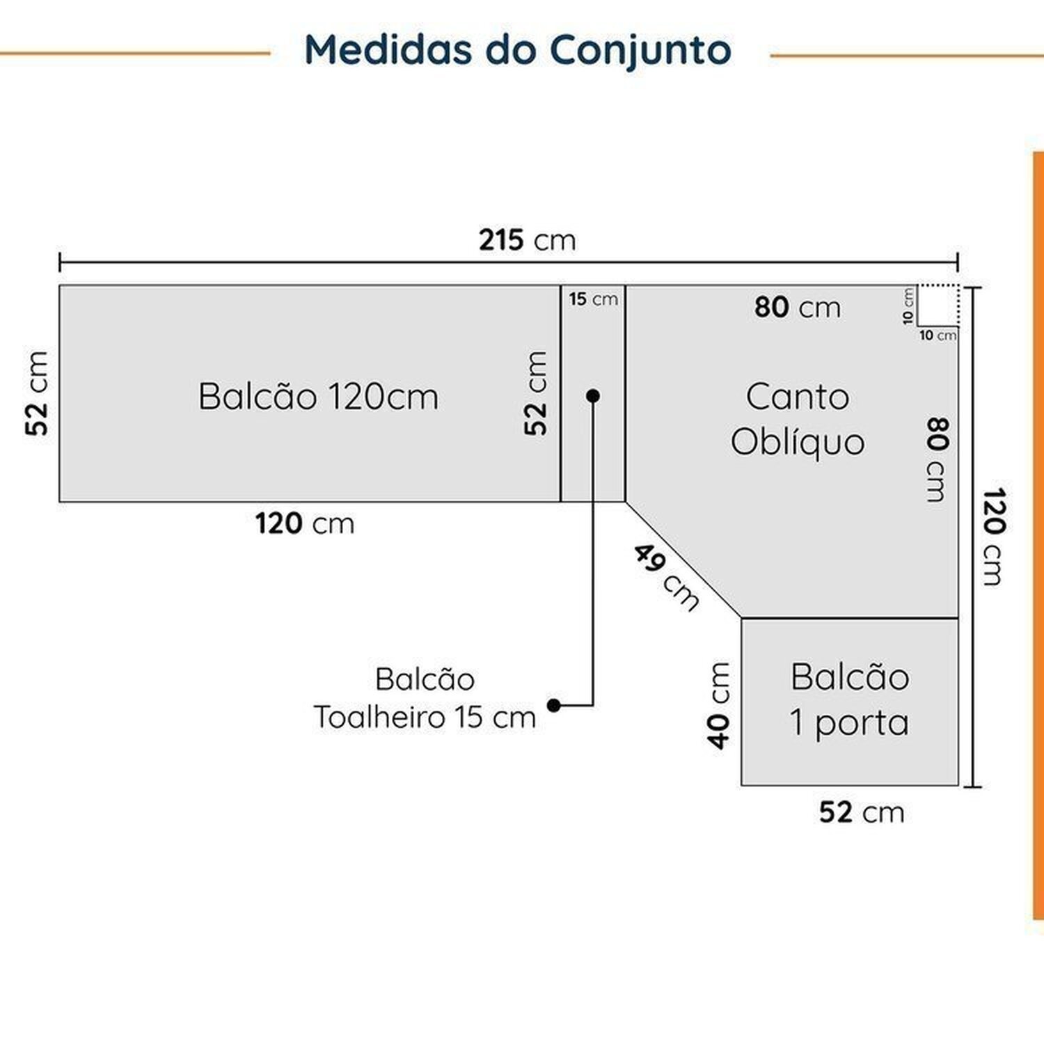 Cozinha Modulada 8 Peças com Tampo com Rodapé 4 Aéreos e 4 Balcões Ipanema CabeCasa MadeiraMadeira - 2