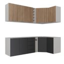 Ver mais imagens de Cozinha Modulada 8 Peças sem Tampo sem Rodapé 4 Aéreos e 4 Balcões Ipanema CabeCasa MadeiraOriginals Cinza/Grafite Trama/Acácia