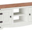 Ver imagem 5 de Rack 2 Portas 1 Prateleira Madeira Maciça Branco/Cera Carvalho