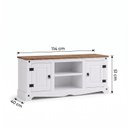 Ver imagem 2 de Rack 2 Portas 1 Prateleira Madeira Maciça Branco/Cera Carvalho