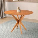 Ver imagem 7 de Conjunto de Mesa Redonda 100cm com 4 Cadeiras Gaia Yescasa Verde/Freijó