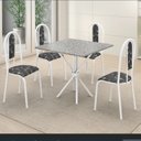 Ver imagem 1 de Conjunto Mesa Tubular com 4 Cadeiras Berlim Branco/Floral/Ocre