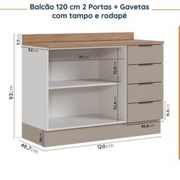 Cozinha Modulada 5 Peças com Tampo com Rodapé Ipanema CabeCasa MadeiraMadeira - 16