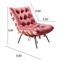 Ver imagem 3 de Poltrona Base Fixa para Sala de Estar Costela Rosa