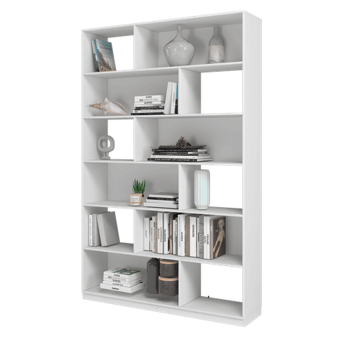 Estante de Livros 120cmx187,5cm 5 Prateleiras 12 Nichos em Euforia Branco YesCasa