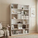 Ver imagem 1 de Estante de Livros 120CMX187,5cm 5 Prateleiras 12 Nichos em Euforia Branco Yescasa