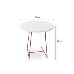 Mesa de Canto Lateral Amsterdã Alta Redonda Cobre e Branco - 6