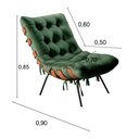 Ver imagem 3 de Poltrona Base Fixa para Sala de Estar Costela Verde