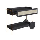 Ver imagem 2 de Carrinho Bar 1 Gaveta Oslo Artesano 112 Cm Largura Mdp Nero Palha Sintética Bege Pé Metal Dourado