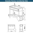 Ver imagem 5 de Carrinho Bar 1 Gaveta Oslo Artesano 112 Cm Largura Mdp Nero Palha Sintética Bege Pé Metal Dourado