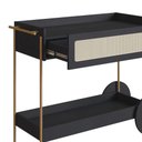 Ver imagem 3 de Carrinho Bar 1 Gaveta Oslo Artesano 112 Cm Largura Mdp Nero Palha Sintética Bege Pé Metal Dourado