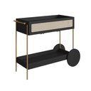 Ver imagem 1 de Carrinho Bar 1 Gaveta Oslo Artesano 112 Cm Largura Mdp Nero Palha Sintética Bege Pé Metal Dourado