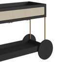 Ver imagem 4 de Carrinho Bar 1 Gaveta Oslo Artesano 112 Cm Largura Mdp Nero Palha Sintética Bege Pé Metal Dourado