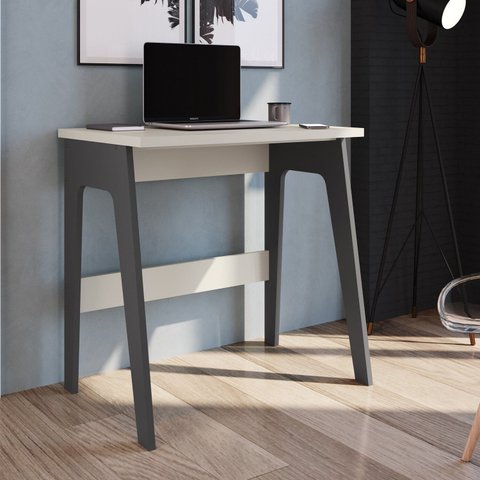 Escrivaninha Mesa Escritório Primazzia 75cm Grafite e Off White Cinza