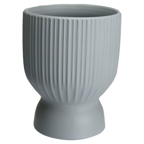 Cachepô Vaso Decorativo Planta Redondo Home&co Cerâmica 18x14x14cm Cinza