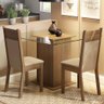 Conjunto Sala de Jantar Madesa Lau Mesa Tampo de Vidro com 2 Cadeiras Rustic/Crema/Pérola Cor:Rustic - 1