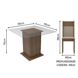 Conjunto Sala de Jantar Madesa Lau Mesa Tampo de Vidro com 2 Cadeiras Rustic/Crema/Pérola Cor:Rustic - 3