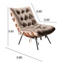 Ver imagem 3 de Poltrona Base Fixa para Sala de Estar Costela Cinza Capuccino