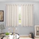 Ver imagem 2 de Cortina de Cozinha Bege 2,00 X 1,20m com Alça Linho Artesanal Translúcido Rústico sem Forro