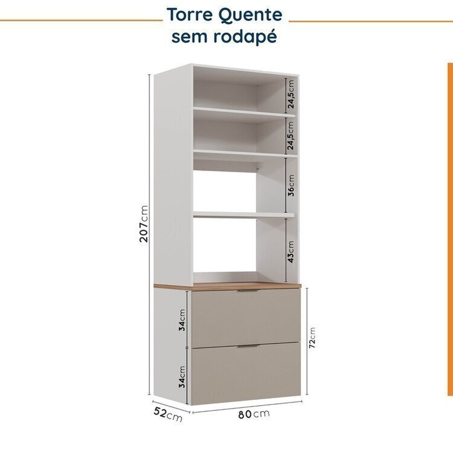 Cozinha Modulada 5 Peças sem Tampo sem Rodapé Ipanema CabeCasa MadeiraMadeira - 18