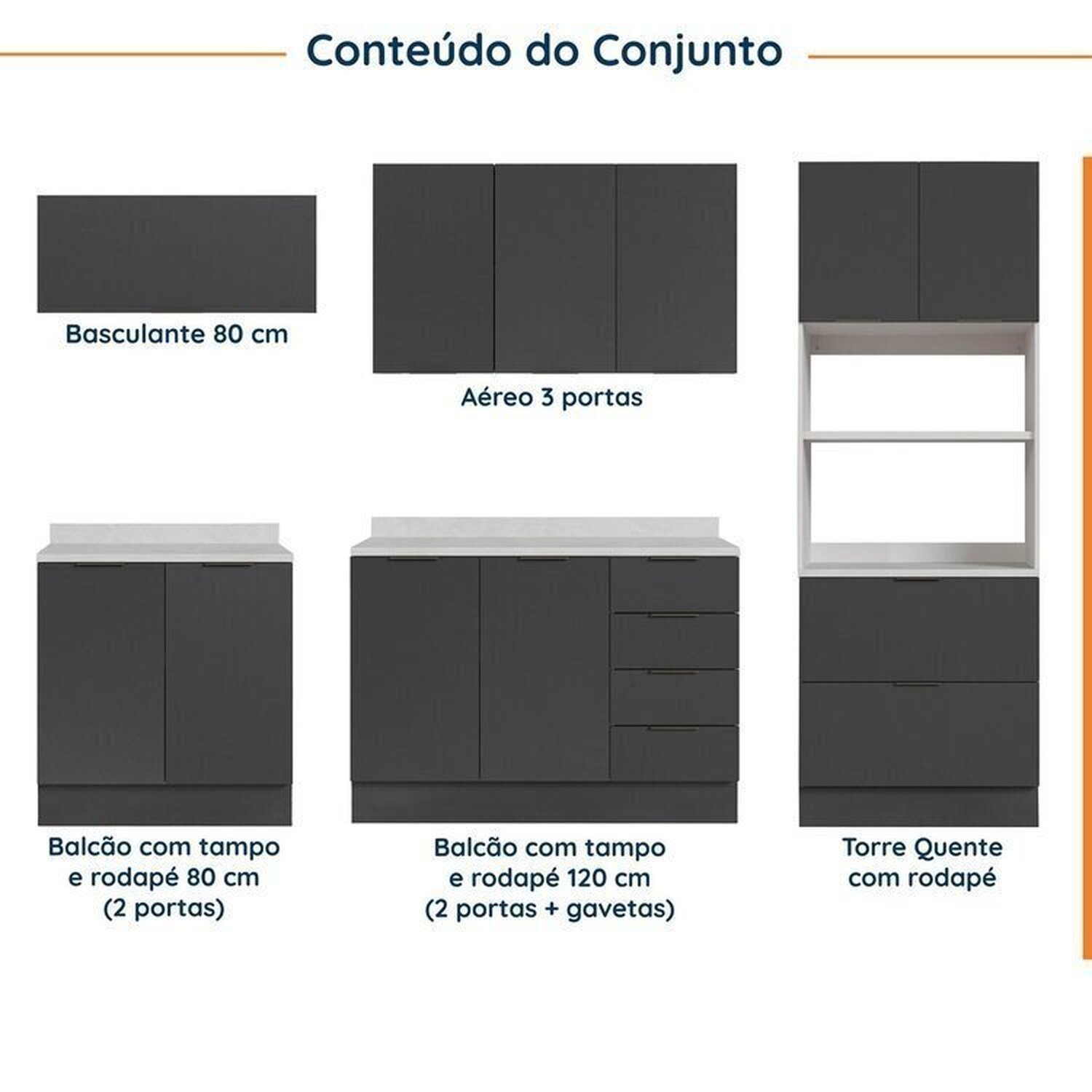 Cozinha Modulada 5 Peças com Tampo com Rodapé Ipanema CabeCasa MadeiraMadeira - 4