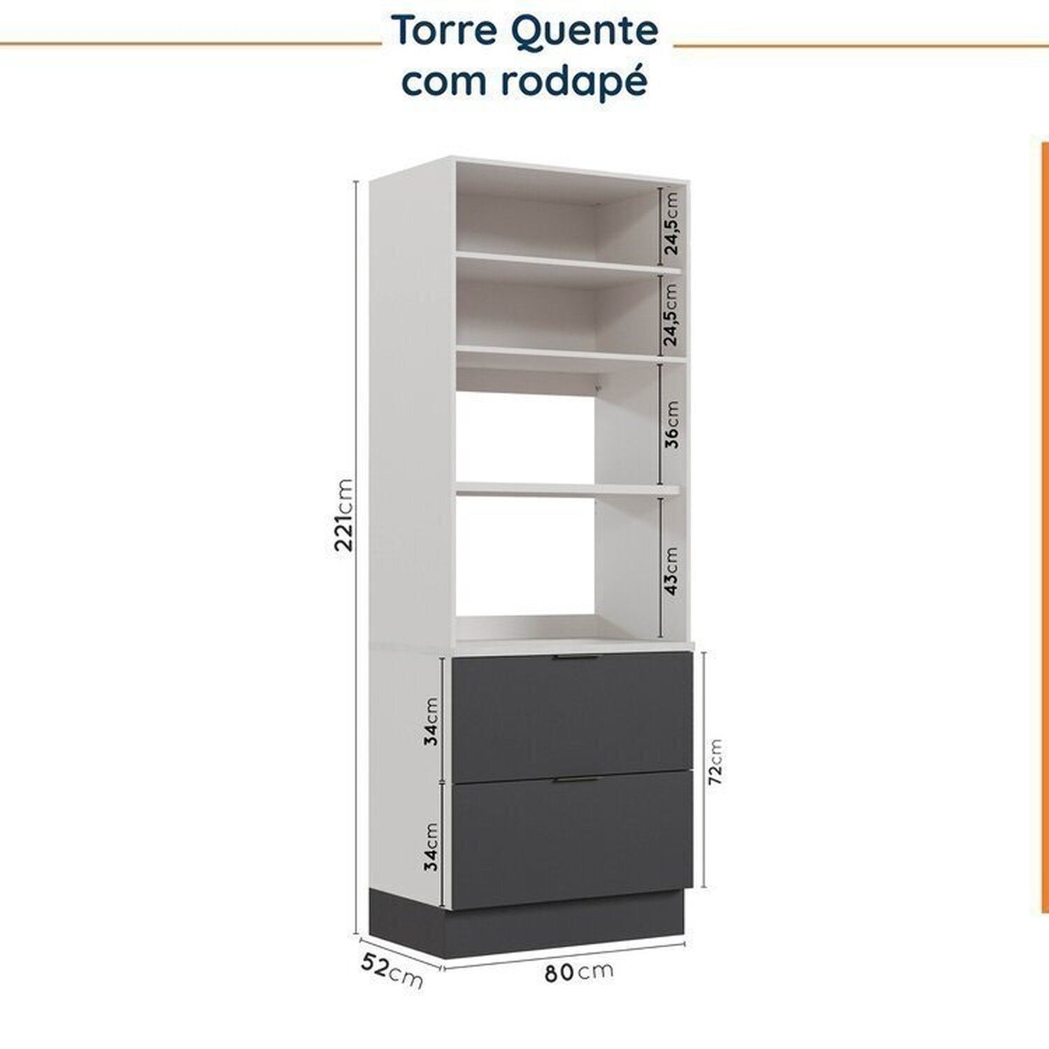 Cozinha Modulada 5 Peças com Tampo com Rodapé Ipanema CabeCasa MadeiraMadeira - 19