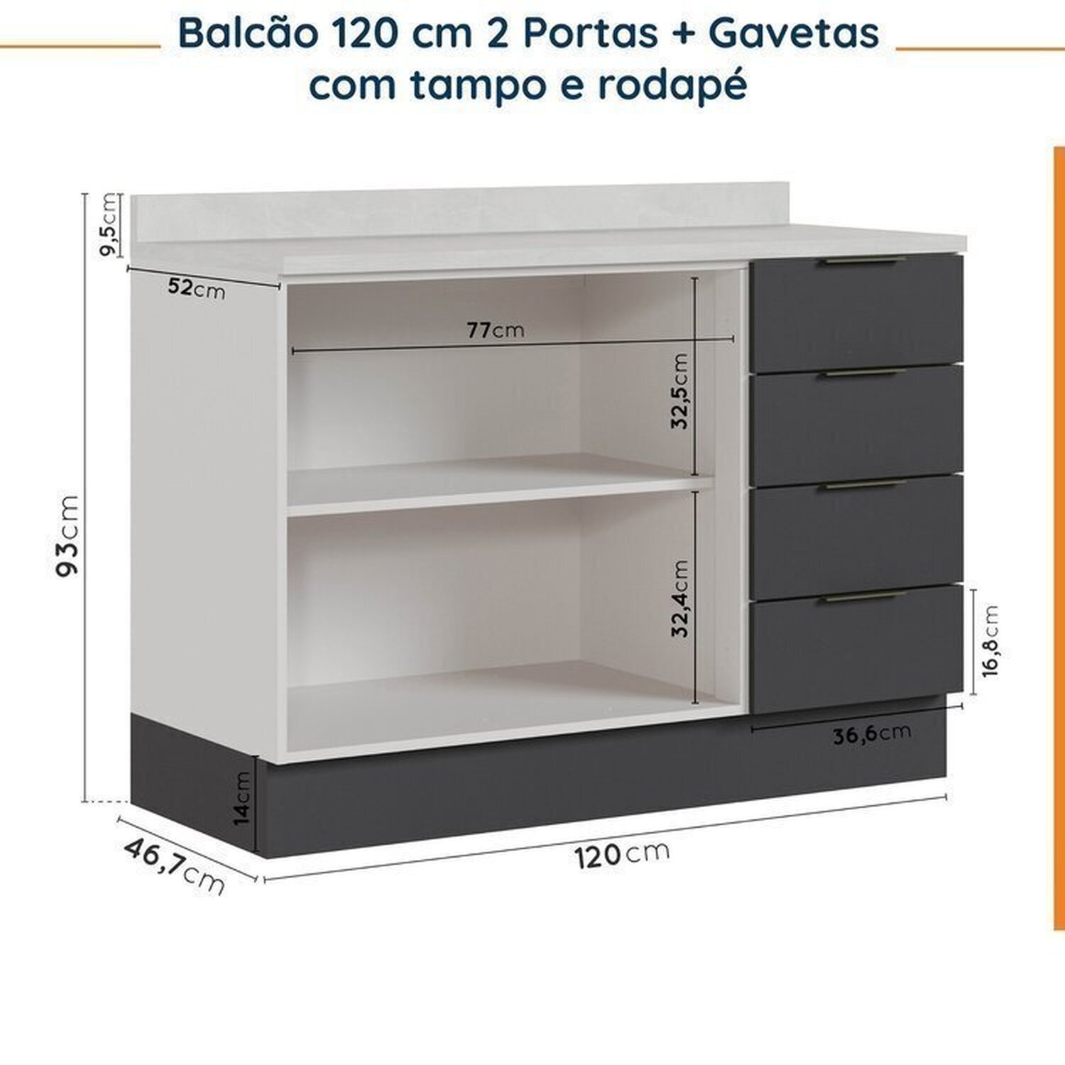 Cozinha Modulada 5 Peças com Tampo com Rodapé Ipanema CabeCasa MadeiraMadeira - 17